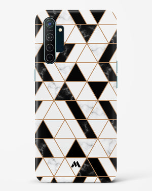 Black on White Patchwork Marble Hard Case Phone Cover-(Oppo)