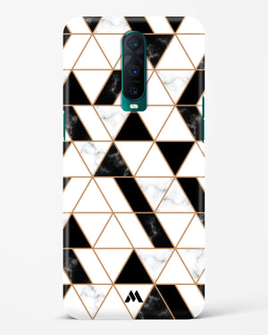 Black on White Patchwork Marble Hard Case Phone Cover-(Oppo)