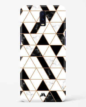 Black on White Patchwork Marble Hard Case Phone Cover-(Oppo)