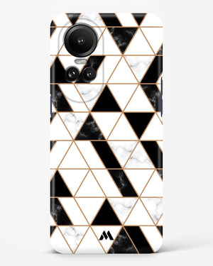 Black on White Patchwork Marble Hard Case Phone Cover (Oppo)