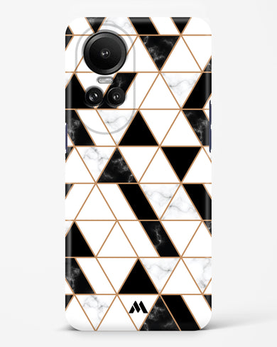 Black on White Patchwork Marble Hard Case Phone Cover (Oppo)
