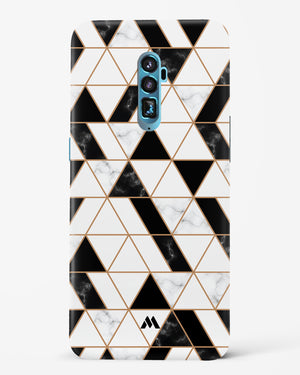 Black on White Patchwork Marble Hard Case Phone Cover-(Oppo)