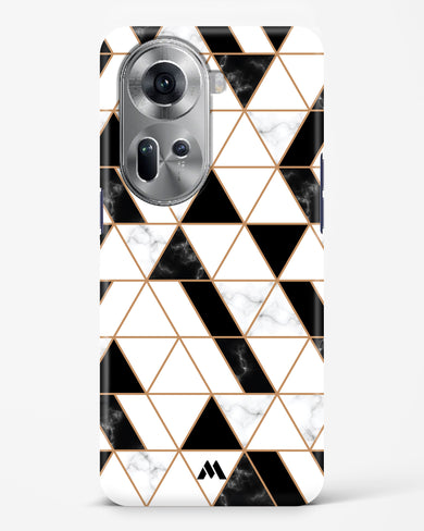 Black on White Patchwork Marble Hard Case Phone Cover (Oppo)