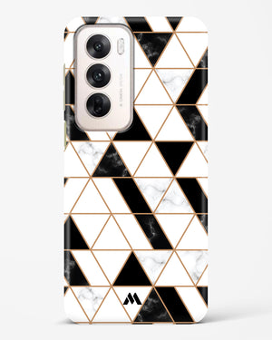 Black on White Patchwork Marble Hard Case Phone Cover (Oppo)