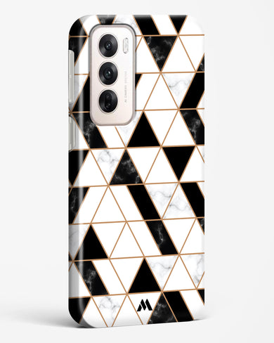 Black on White Patchwork Marble Hard Case Phone Cover (Oppo)