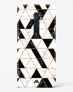 Black on White Patchwork Marble Hard Case Phone Cover-(Oppo)