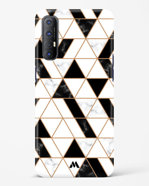 Black on White Patchwork Marble Hard Case Phone Cover-(Oppo)