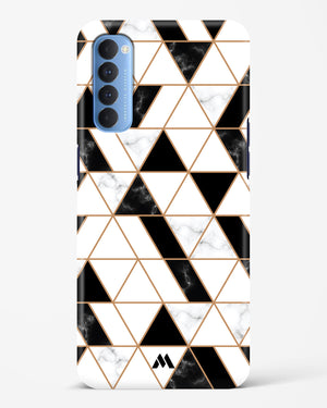 Black on White Patchwork Marble Hard Case Phone Cover-(Oppo)