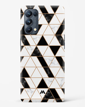 Black on White Patchwork Marble Hard Case Phone Cover-(Oppo)