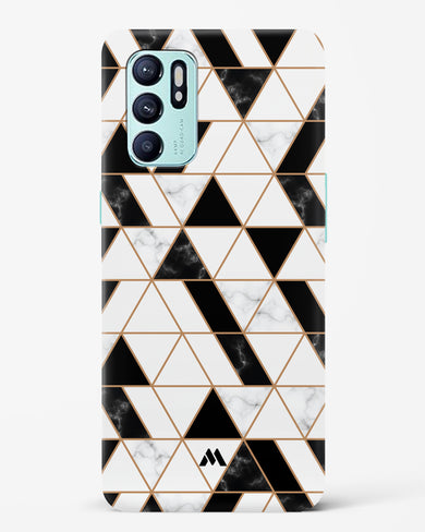 Black on White Patchwork Marble Hard Case Phone Cover-(Oppo)