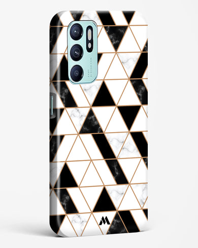 Black on White Patchwork Marble Hard Case Phone Cover (Oppo)