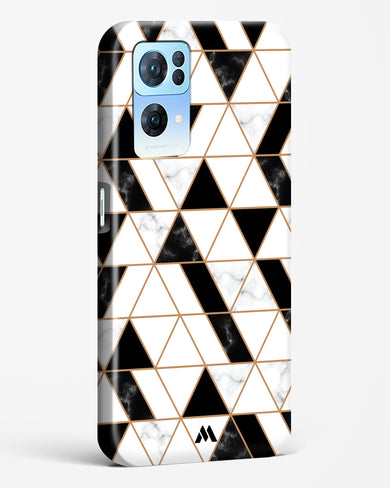 Black on White Patchwork Marble Hard Case Phone Cover (Oppo)