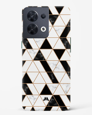 Black on White Patchwork Marble Hard Case Phone Cover-(Oppo)