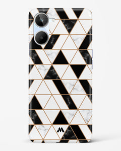 Black on White Patchwork Marble Hard Case Phone Cover (Realme)