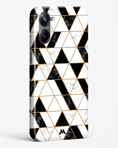 Black on White Patchwork Marble Hard Case Phone Cover (Realme)
