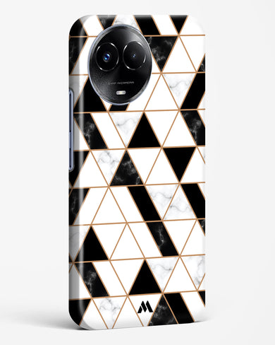 Black on White Patchwork Marble Hard Case Phone Cover-(Realme)