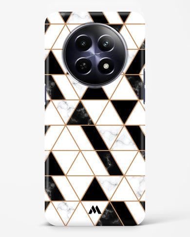 Black on White Patchwork Marble Hard Case Phone Cover (Realme)