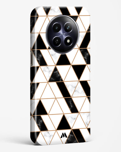 Black on White Patchwork Marble Hard Case Phone Cover (Realme)