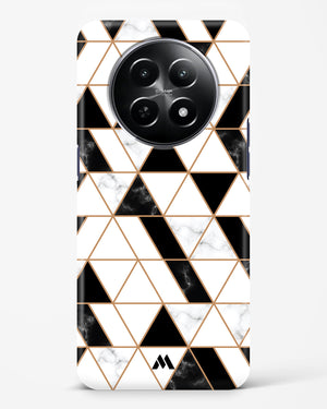 Black on White Patchwork Marble Hard Case Phone Cover (Realme)