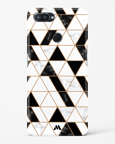 Black on White Patchwork Marble Hard Case Phone Cover-(Realme)