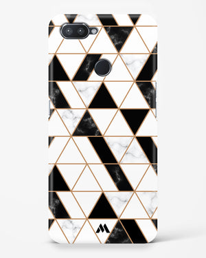 Black on White Patchwork Marble Hard Case Phone Cover-(Realme)