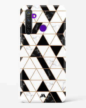 Black on White Patchwork Marble Hard Case Phone Cover (Realme)