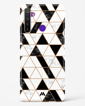 Black on White Patchwork Marble Hard Case Phone Cover-(Realme)