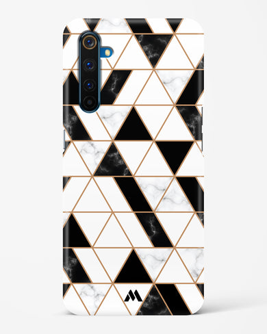 Black on White Patchwork Marble Hard Case Phone Cover-(Realme)