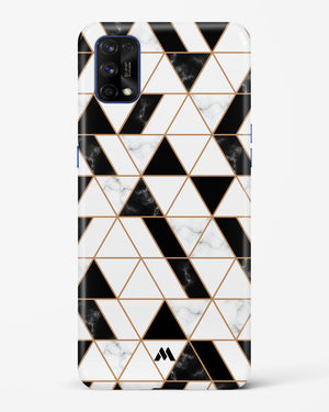 Black on White Patchwork Marble Hard Case Phone Cover-(Realme)