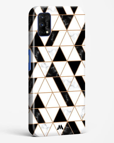 Black on White Patchwork Marble Hard Case Phone Cover-(Realme)