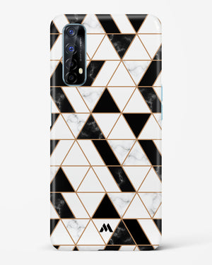 Black on White Patchwork Marble Hard Case Phone Cover-(Realme)