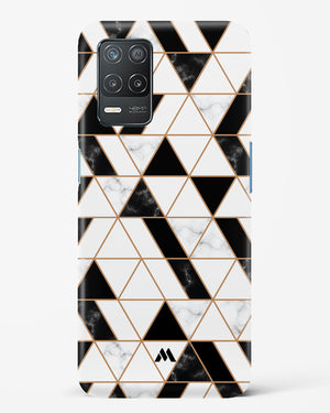 Black on White Patchwork Marble Hard Case Phone Cover (Realme)