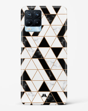 Black on White Patchwork Marble Hard Case Phone Cover (Realme)