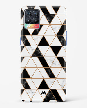 Black on White Patchwork Marble Hard Case Phone Cover (Realme)