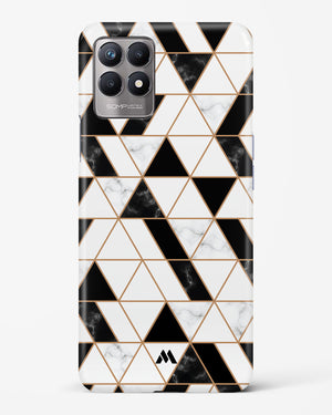 Black on White Patchwork Marble Hard Case Phone Cover (Realme)