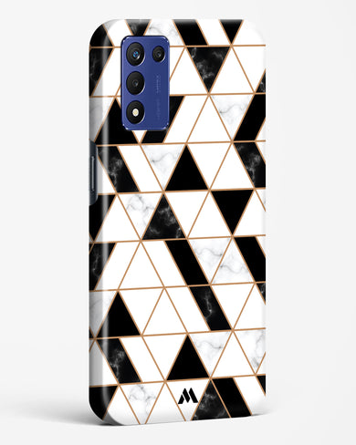 Black on White Patchwork Marble Hard Case Phone Cover-(Realme)