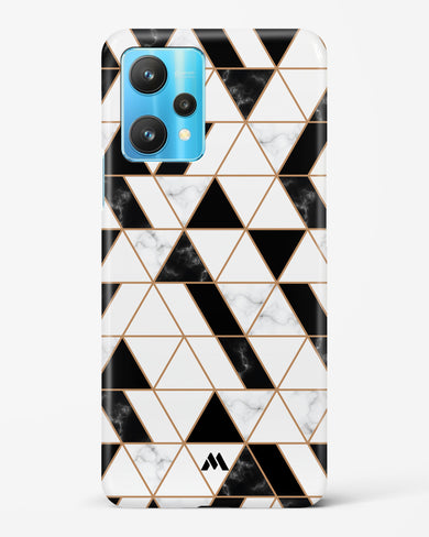 Black on White Patchwork Marble Hard Case Phone Cover-(Realme)