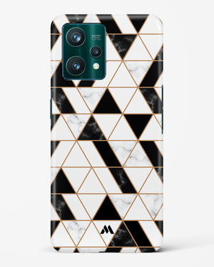 Black on White Patchwork Marble Hard Case Phone Cover-(Realme)