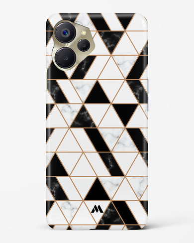 Black on White Patchwork Marble Hard Case Phone Cover-(Realme)