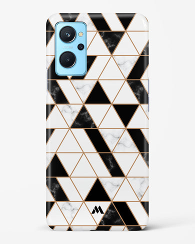 Black on White Patchwork Marble Hard Case Phone Cover-(Realme)