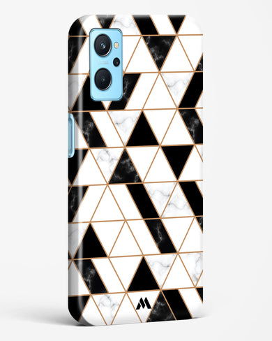 Black on White Patchwork Marble Hard Case Phone Cover-(Realme)