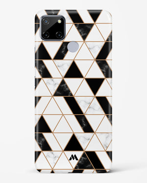 Black on White Patchwork Marble Hard Case Phone Cover-(Realme)