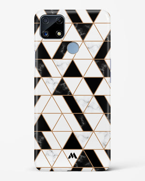 Black on White Patchwork Marble Hard Case Phone Cover-(Realme)