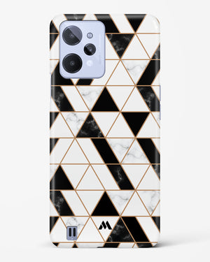 Black on White Patchwork Marble Hard Case Phone Cover (Realme)