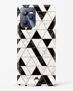 Black on White Patchwork Marble Hard Case Phone Cover-(Realme)