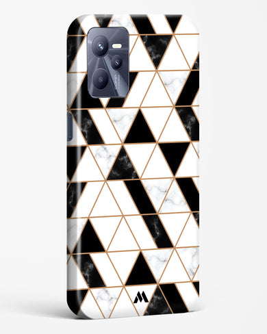 Black on White Patchwork Marble Hard Case Phone Cover (Realme)