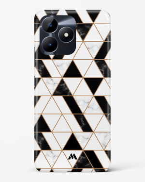 Black on White Patchwork Marble Hard Case Phone Cover (Realme)