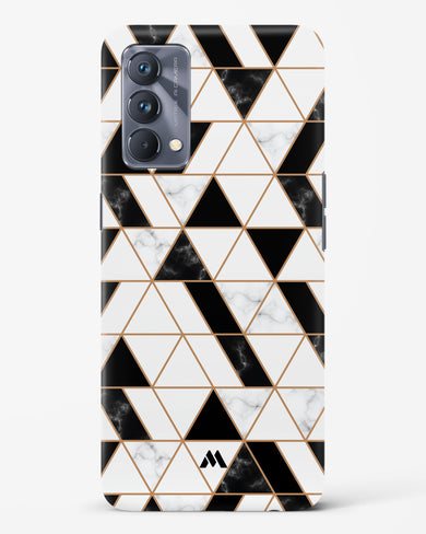 Black on White Patchwork Marble Hard Case Phone Cover-(Realme)