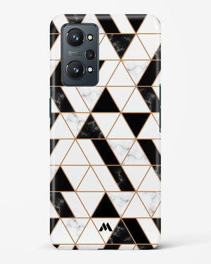 Black on White Patchwork Marble Hard Case Phone Cover-(Realme)