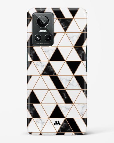 Black on White Patchwork Marble Hard Case Phone Cover-(Realme)